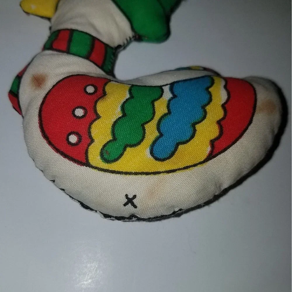 VTG Fabric Christmas Ornament Lot Soldier Jack in Box Block Duck Handmade AS IS